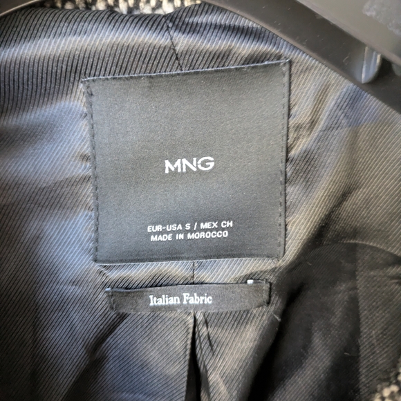 Mango Women's Mottled Double-Breasted Black & White Tweed Pea Coat - Picture 8 of 8